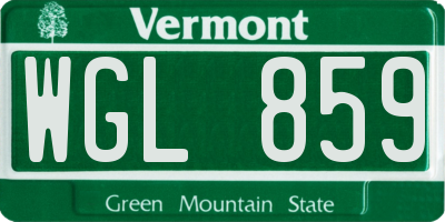 VT license plate WGL859