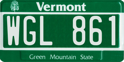 VT license plate WGL861