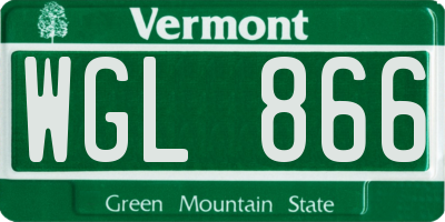 VT license plate WGL866