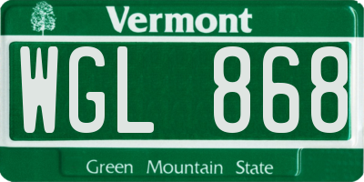 VT license plate WGL868