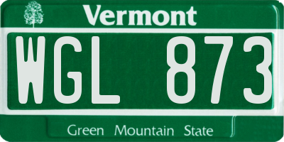 VT license plate WGL873