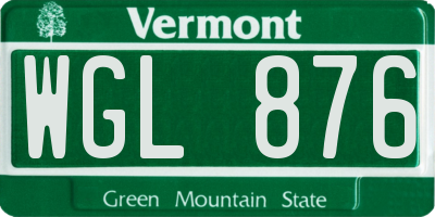 VT license plate WGL876