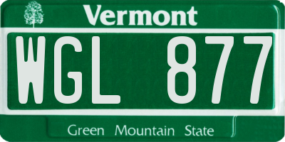 VT license plate WGL877