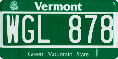 VT license plate WGL878
