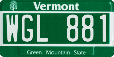 VT license plate WGL881