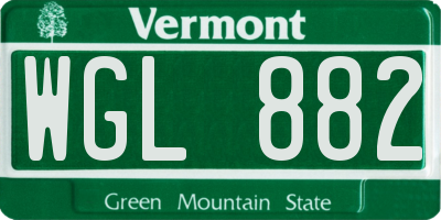 VT license plate WGL882