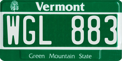 VT license plate WGL883