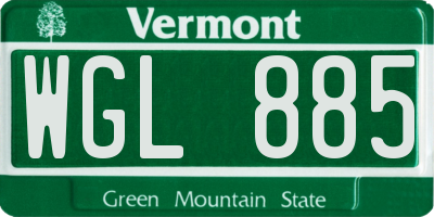 VT license plate WGL885
