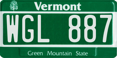 VT license plate WGL887
