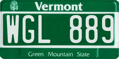 VT license plate WGL889
