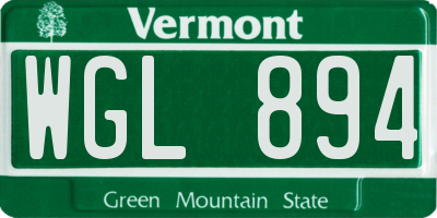 VT license plate WGL894