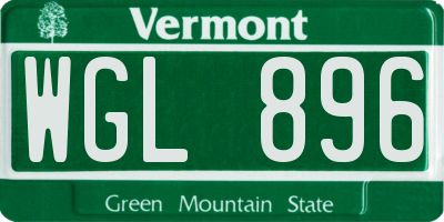 VT license plate WGL896