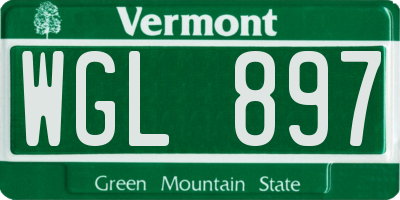 VT license plate WGL897
