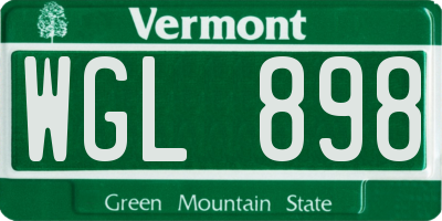 VT license plate WGL898