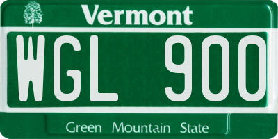 VT license plate WGL900