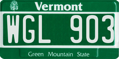 VT license plate WGL903