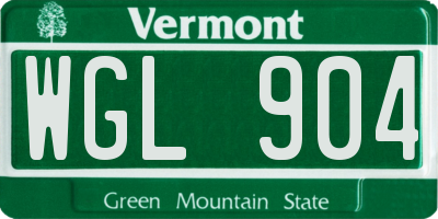 VT license plate WGL904