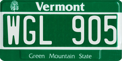 VT license plate WGL905