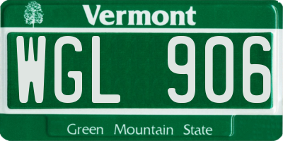 VT license plate WGL906