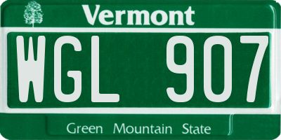 VT license plate WGL907