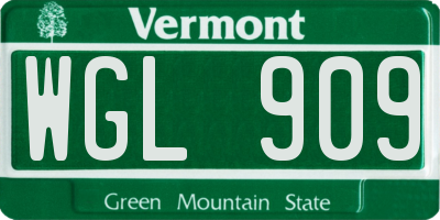 VT license plate WGL909