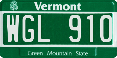 VT license plate WGL910