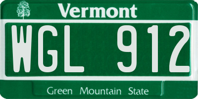 VT license plate WGL912