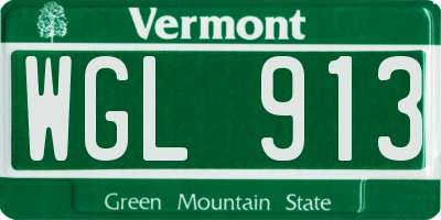 VT license plate WGL913