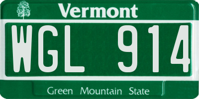 VT license plate WGL914