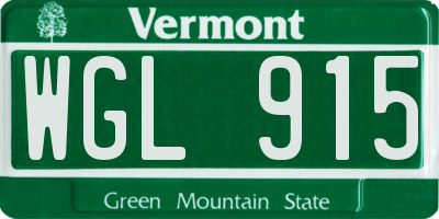 VT license plate WGL915
