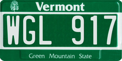 VT license plate WGL917