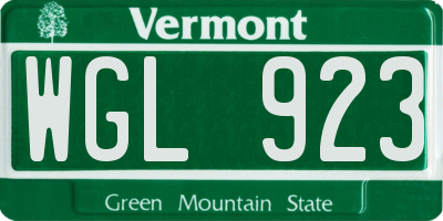 VT license plate WGL923