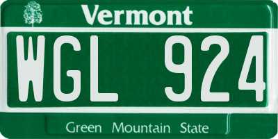 VT license plate WGL924