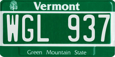 VT license plate WGL937