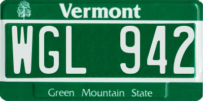 VT license plate WGL942