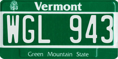 VT license plate WGL943