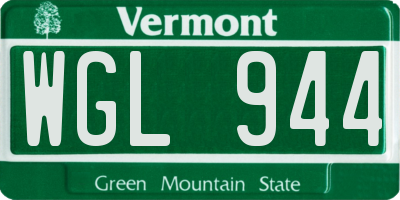 VT license plate WGL944
