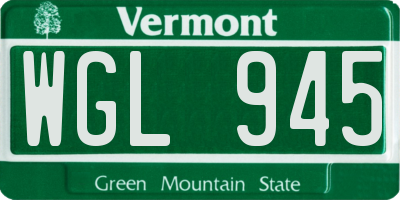 VT license plate WGL945