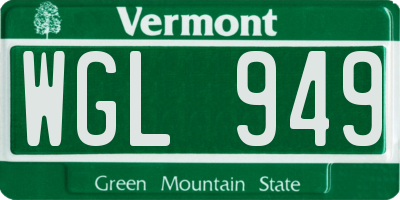 VT license plate WGL949