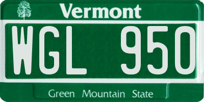 VT license plate WGL950