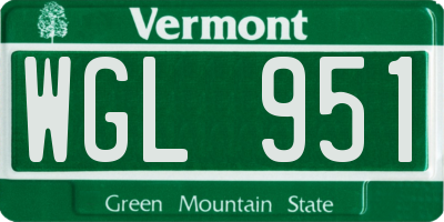 VT license plate WGL951