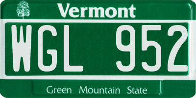 VT license plate WGL952