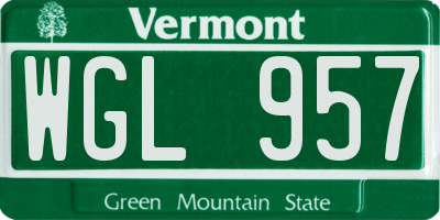 VT license plate WGL957