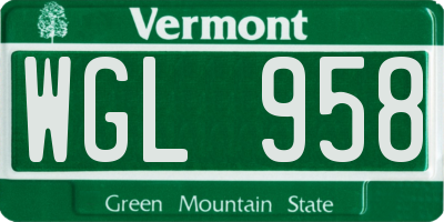VT license plate WGL958
