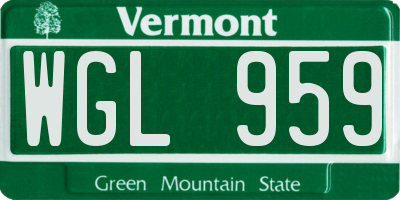 VT license plate WGL959