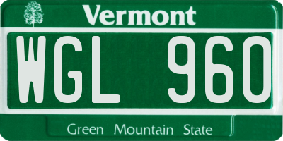 VT license plate WGL960