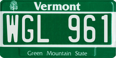 VT license plate WGL961