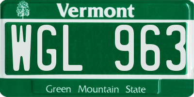 VT license plate WGL963