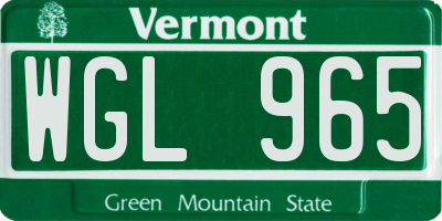 VT license plate WGL965