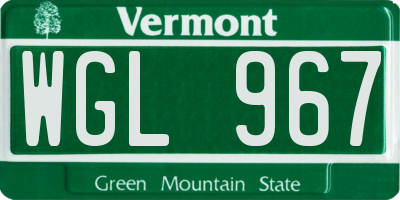 VT license plate WGL967